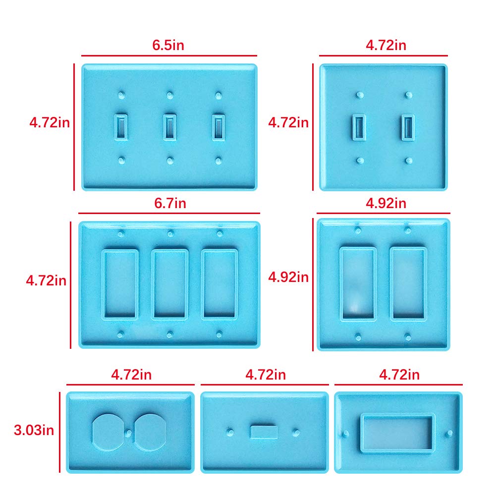 Terriyang 7Pcs Light Switch Cover Resin Molds,Switch Socket Panel Plaster Mold for Epoxy Resin,Switch Plate Silicone Mould Outlet Cover Molds for DIY Crafts Making Home Decor
