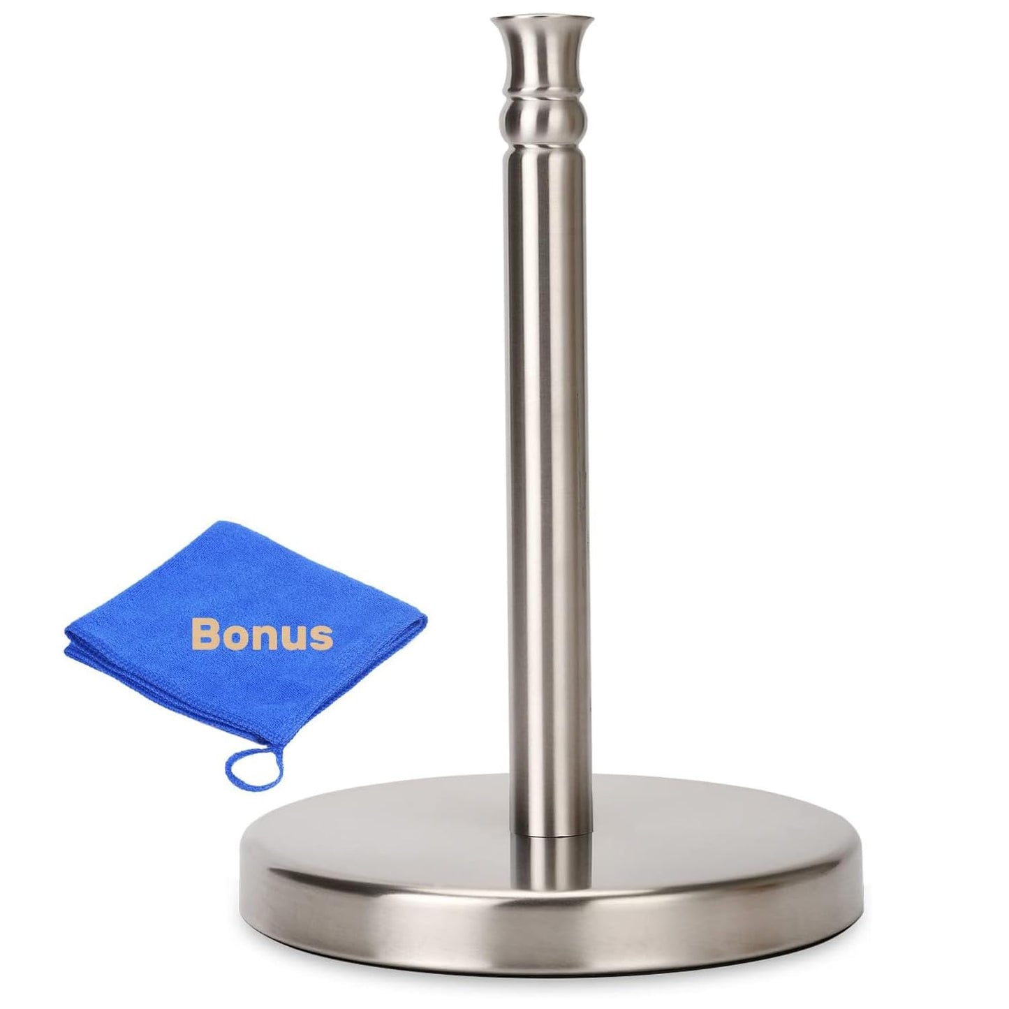 Sfemn Paper Towel Holder Countertop, Standing Paper Towel Roll Holder for Kitchen Bathroom, with Weighted Base for One-Handed Operation, No Wobbly (Brushed Nickel)