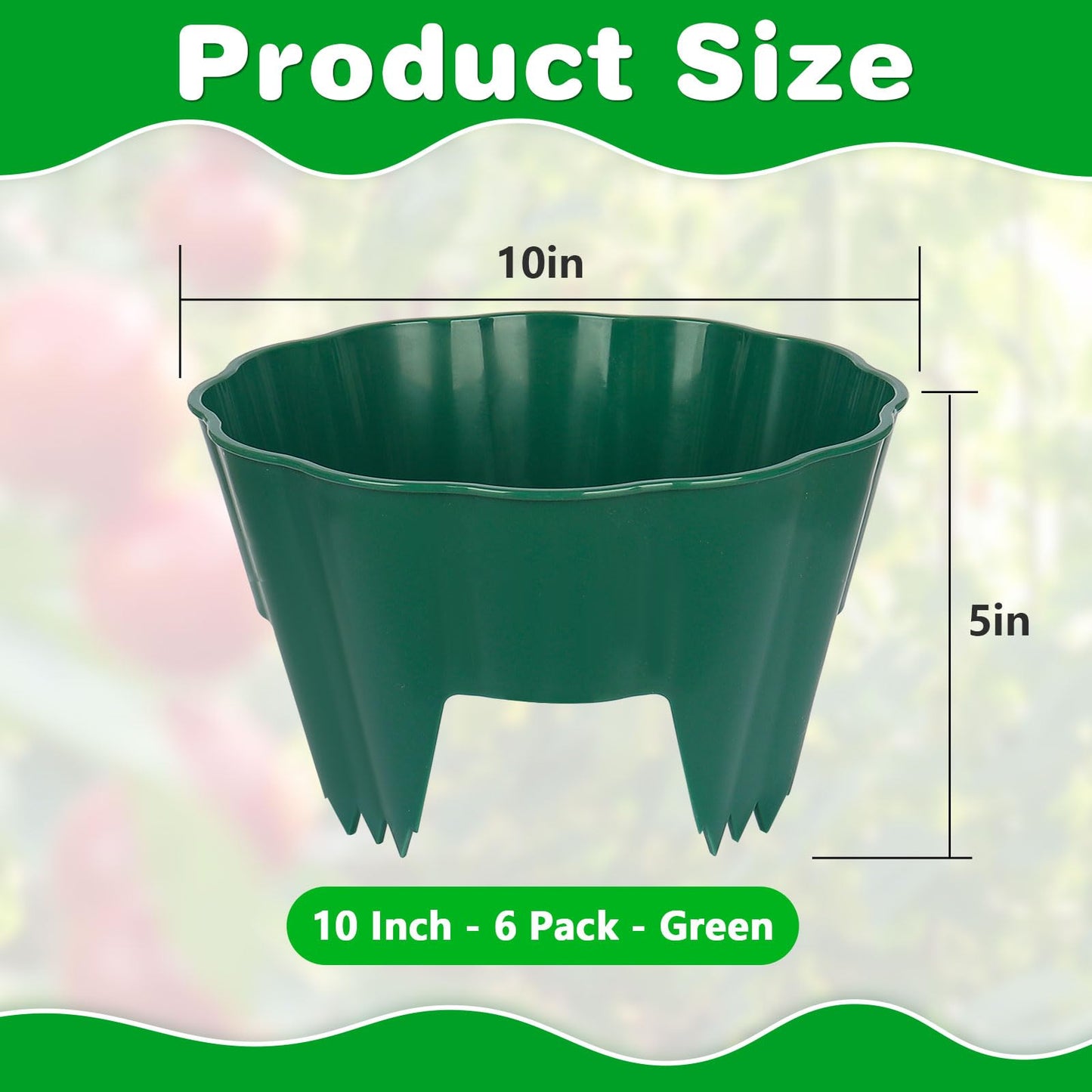 pdpdoc 6 Pack of 10 Inch Planting Grow Rings, Planting Protective Round Garden Edging, Keeping Plants Separated, Weed Control and Directing Water to the Roots (10 Inch - 6 Pack - Green)