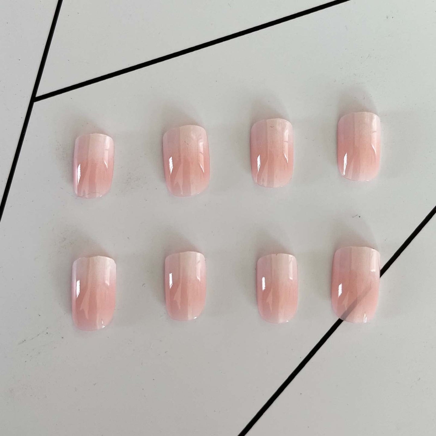 Hkanlre Press on Nails Square Nude Fake Nails Gradient Acrylic Full Cover False Nails for Women and Girls 24PCS