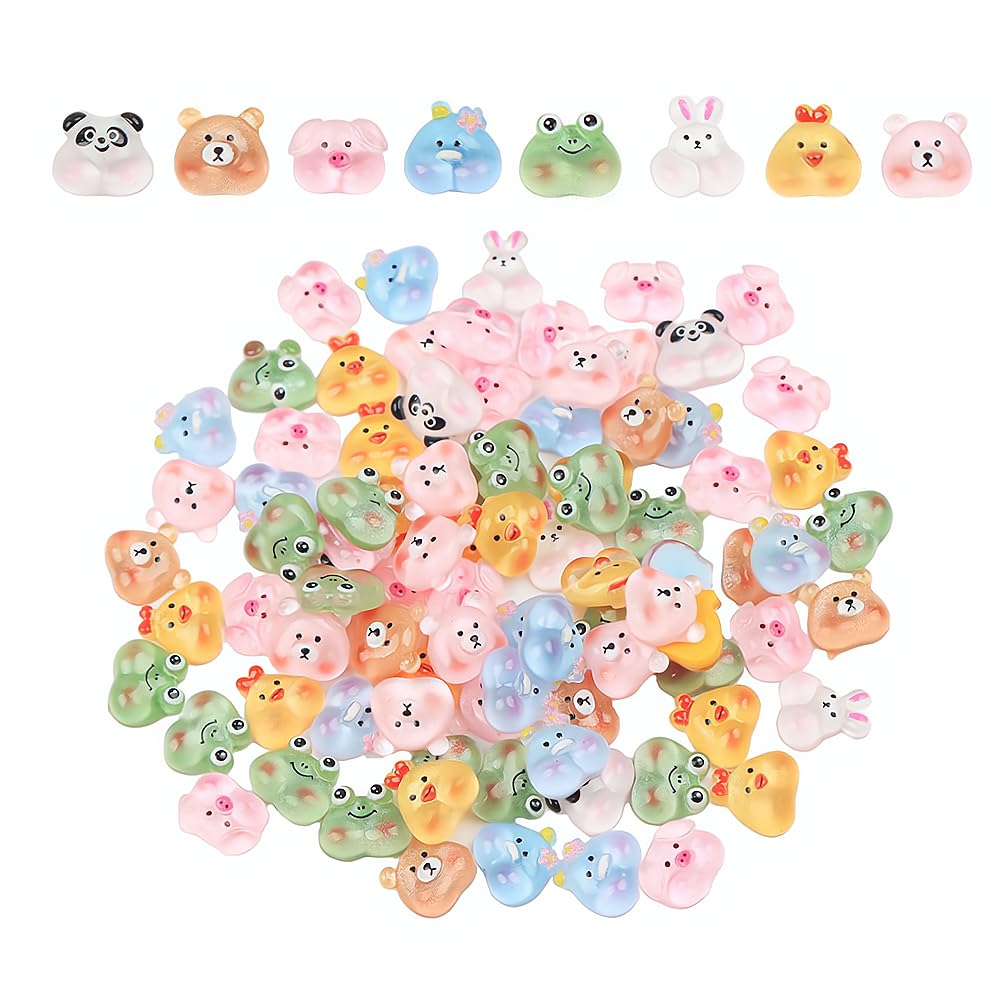 Comimark 100 PCS Happy Animals Nail Art Charms Cute Resin Nail Art Tips Decoration Accessories Sweet 3D Nail Art Rhinestone Charms