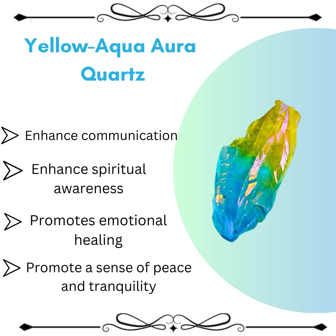 Crystals, Rocks, Jade, Crystals and Healing Stones, Witchcraft Supplies, Healing Crystals, Stones, Healing Stones, Rock Collection, Agate, Raw Stones (Yellow-Aqua Aura Quartz, 2 Pcs)