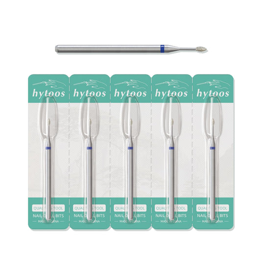 HYTOOS 1mm Mini Flame Cuticle Clean Nail Drill Bit, 5Pcs/Set Russian Diamond Nail Bits Professional Safety Under Nail Cleaner Burr for Cuticle Dead Skin, Electric Nails Drill Accessories, Medium