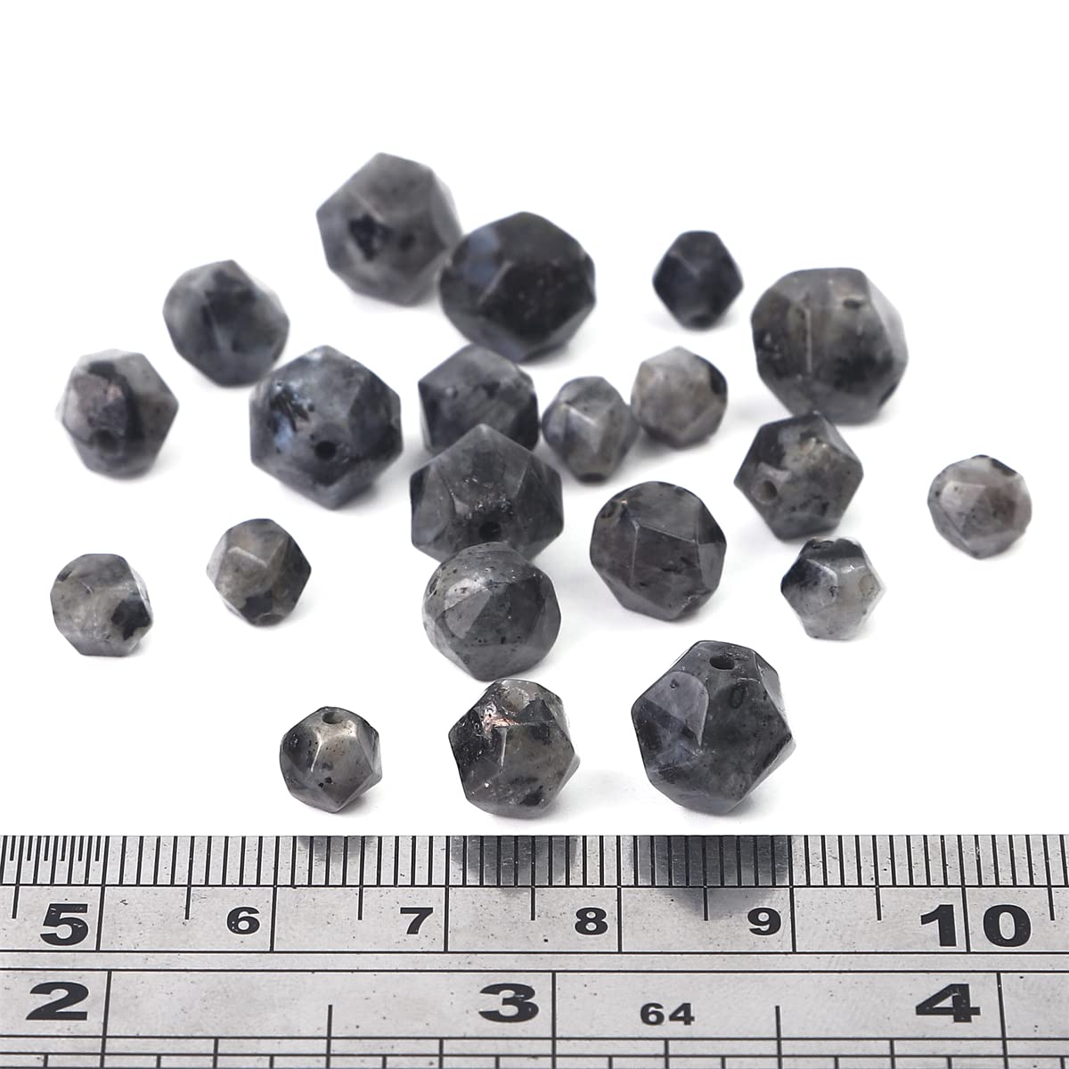 BEADIA Faceted Natural Black Spectrolite Stone Round Beads 6mm 36cm/Strand for Jewelry Making