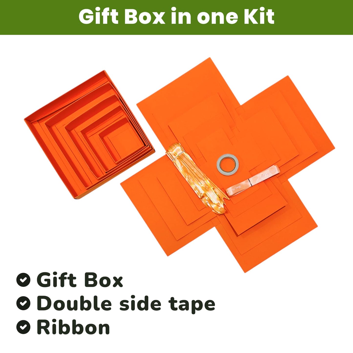 LOOMROOT Gift Box for Holidays, 5 Layer Surprise Picture Box Opens Up, Multi Layer DIY Photos Gift for Birthdays (TANGRINE)