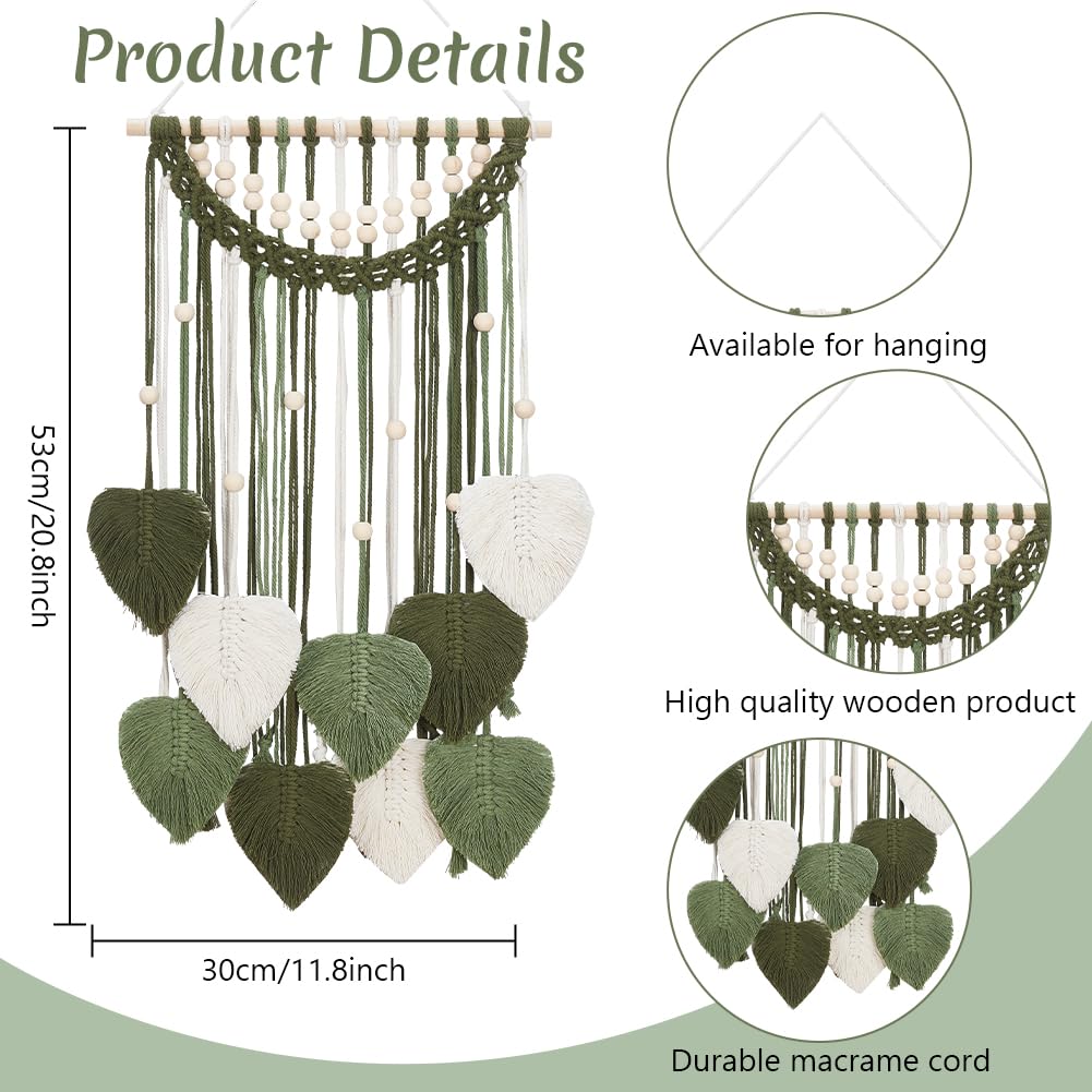 ORIGACH DIY Macrame Leaf Wall Hanging Kit Boho Macrame Leaf Tapestry Kit for Adults Beginner Handmade Macrame Feather Wall Hanging Decor for Living Room Bedroom