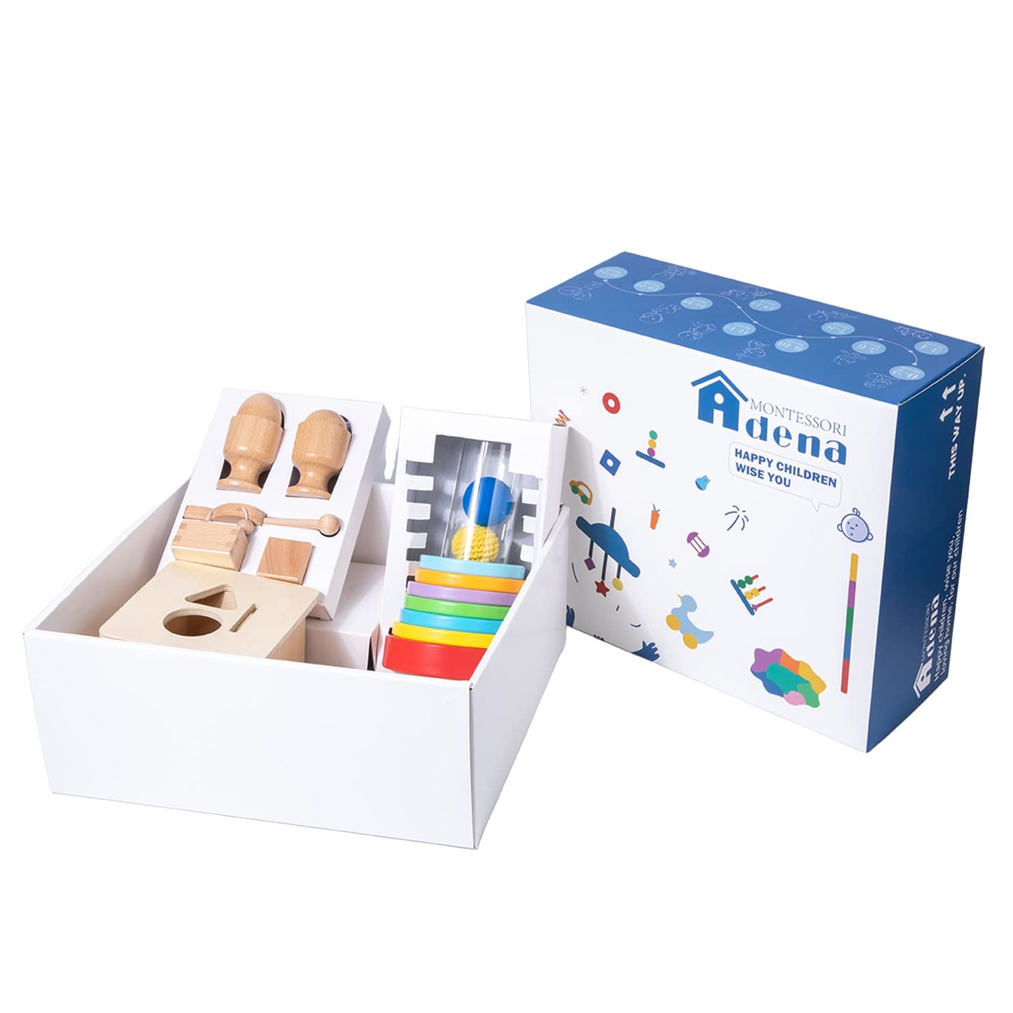 Adena Montessori Toys Play Kit for 0-15 Months Baby Interactive Toys Baby Brain Development Toys (Play Kit for 9-15 Months)