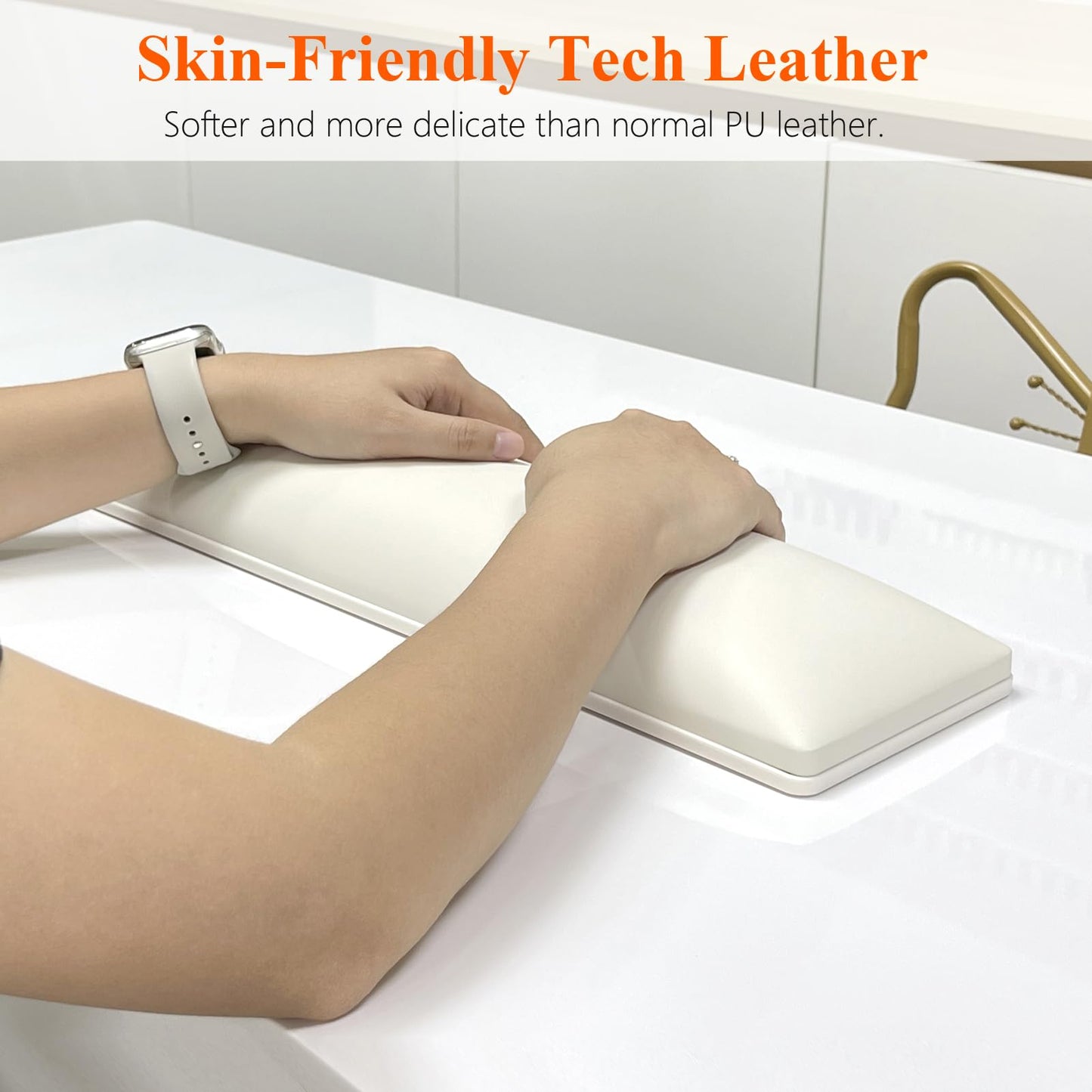 White Nail Arm Rest for Nail Tech, Cleanable and Waterproof, Professional Nail Hand Rest for Nail Tech Manicure Hand Pillow Stand with Anti-Slip Mat