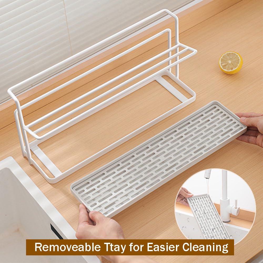 Earssa Water Bottle Drying Rack Cup Storage with Drain Tray Mug Organizer for Kitchen - 2 Tiers (Black)