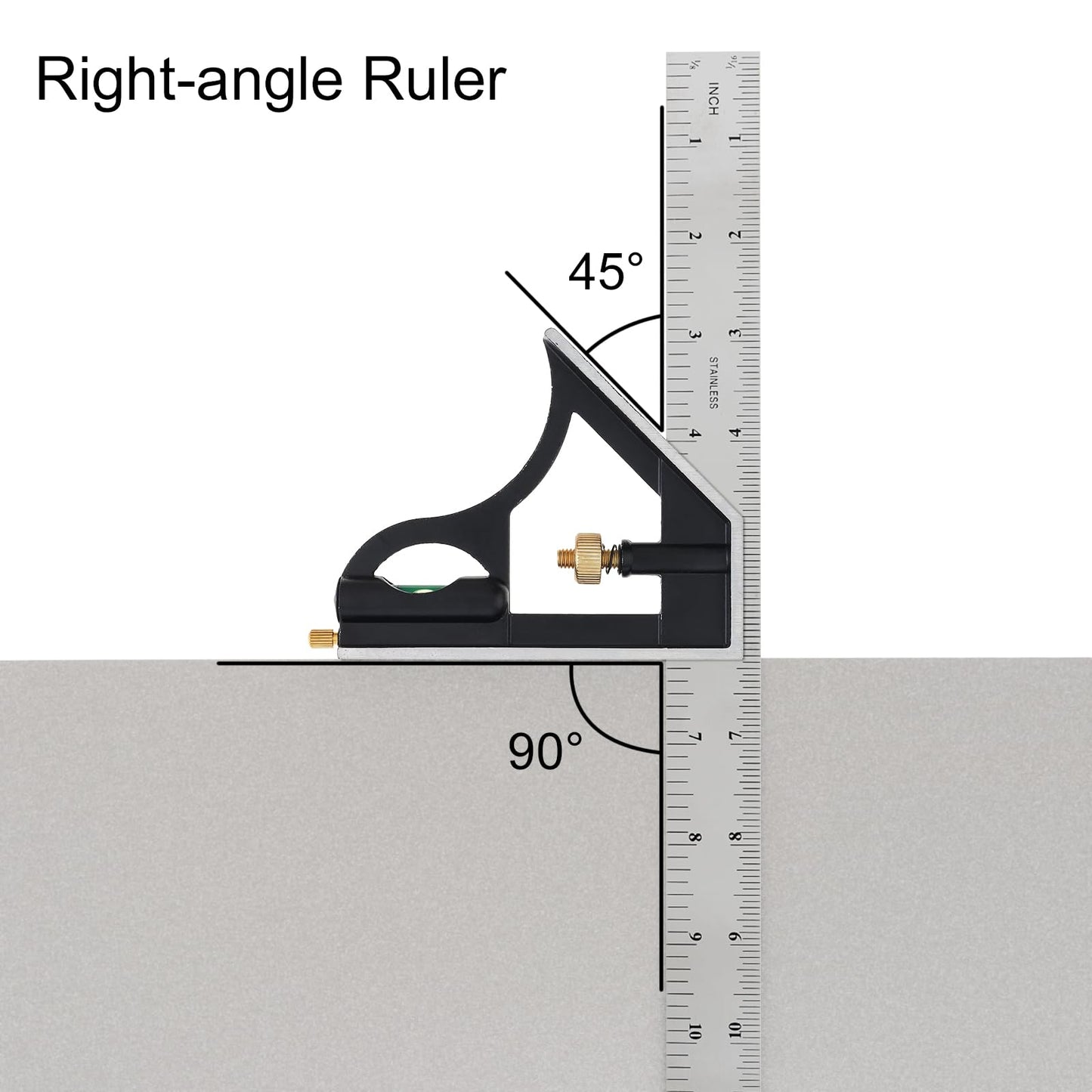 ChgImposs 12" Adjustable Sliding Combination Square Ruler & Protractor Level Measure Measuring Set, Inch/Metric