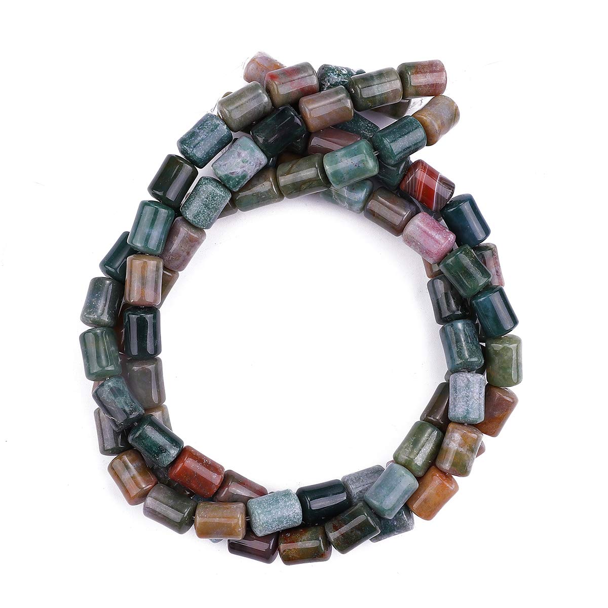 BEADIA Natural Indian Agate Cylinder Stone Loose Semi Gemstone Beads for Jewelry Making 10mmx14mm 38cm