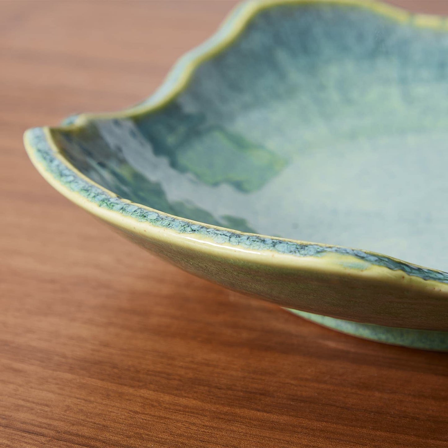 VOMANA Large Ceramic Decorative Bowl, 12" Green Reactive Glaze Centerpiece Bowl, Modern Coffee Table Decor, Entryway Catchall Key Bowl, Decorative Fruit Bowl for Dining Table Living Room (12'')
