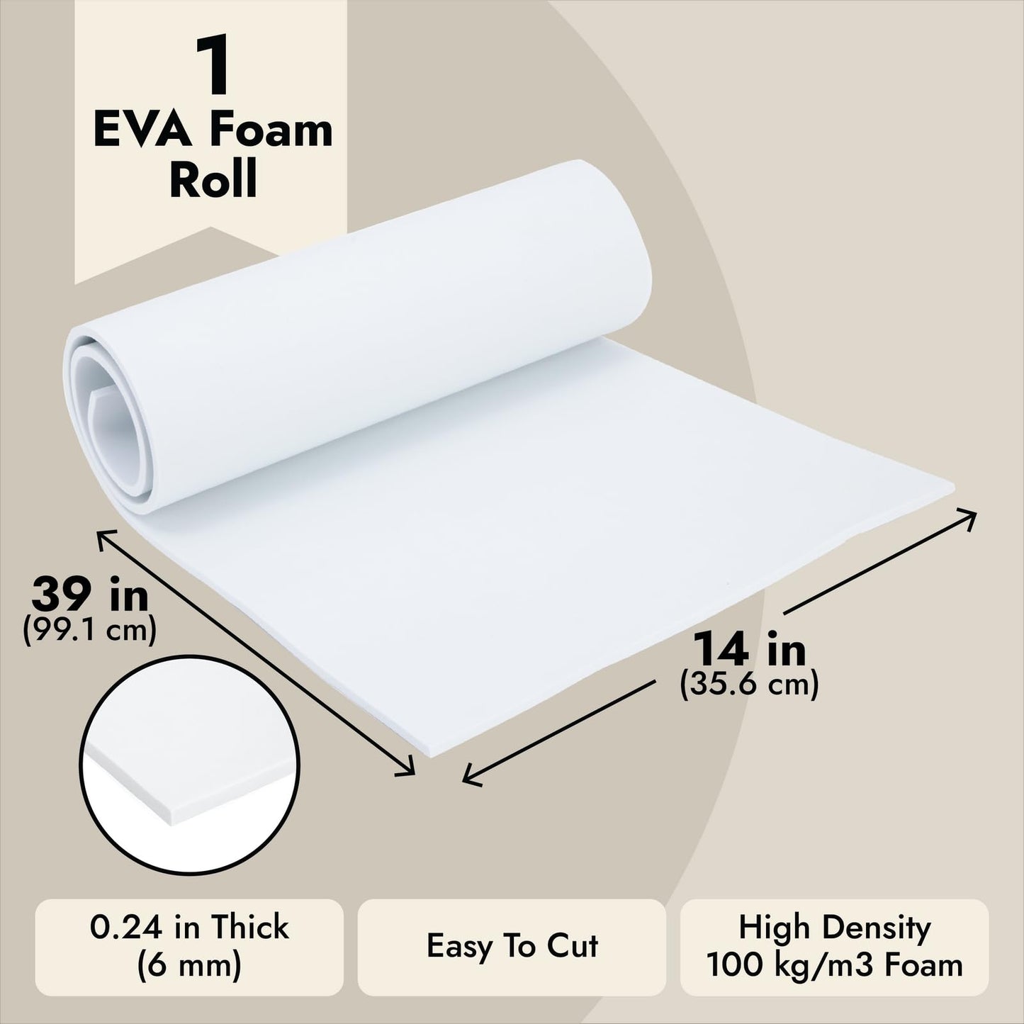 Bright Creations 6mm EVA Foam Sheets - 6mm, 14 x 39 in, White - High Density Craft Foam for Cosplay & DIY Supplies - Moldable Craft Sheets for Costume Making & Decoration