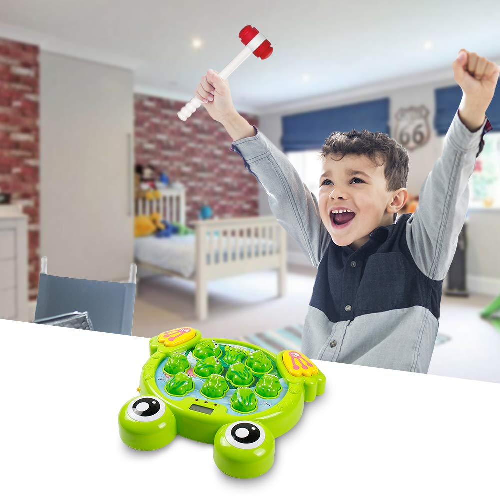 YEEBAY Whack A Frog Game with 2 Hammers, Toddler Early Developmental Learning Toy, Fun Birthday Gift for Kids Age 2+, Toys for 2 3 4 Year Old Boys Grils
