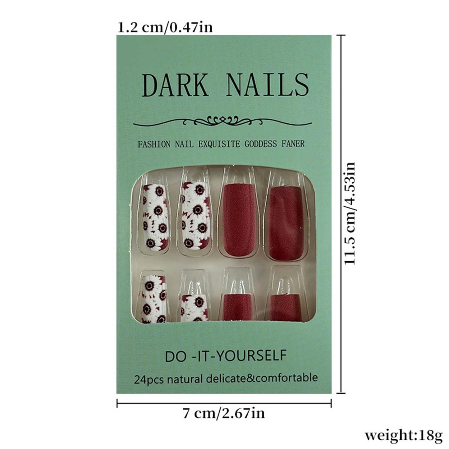 Spring Press On Nails Square Press On Nails Medium False Nails With Flower Design Red Acrylic Full Cover Artificial Matte Glue On Nail Floral Stick On Nail For Women Manicure 24pcs