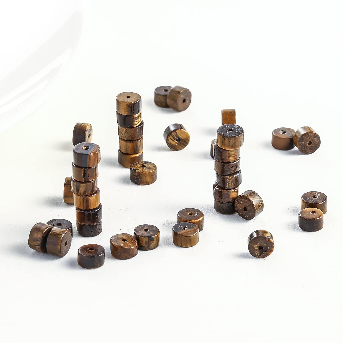 Natural Yellow Tiger Eye Stone Spacer Beads 6x3mm 38cm/str Flat Round Loose Semi Gemstone Caps for Making Bracelets Necklace