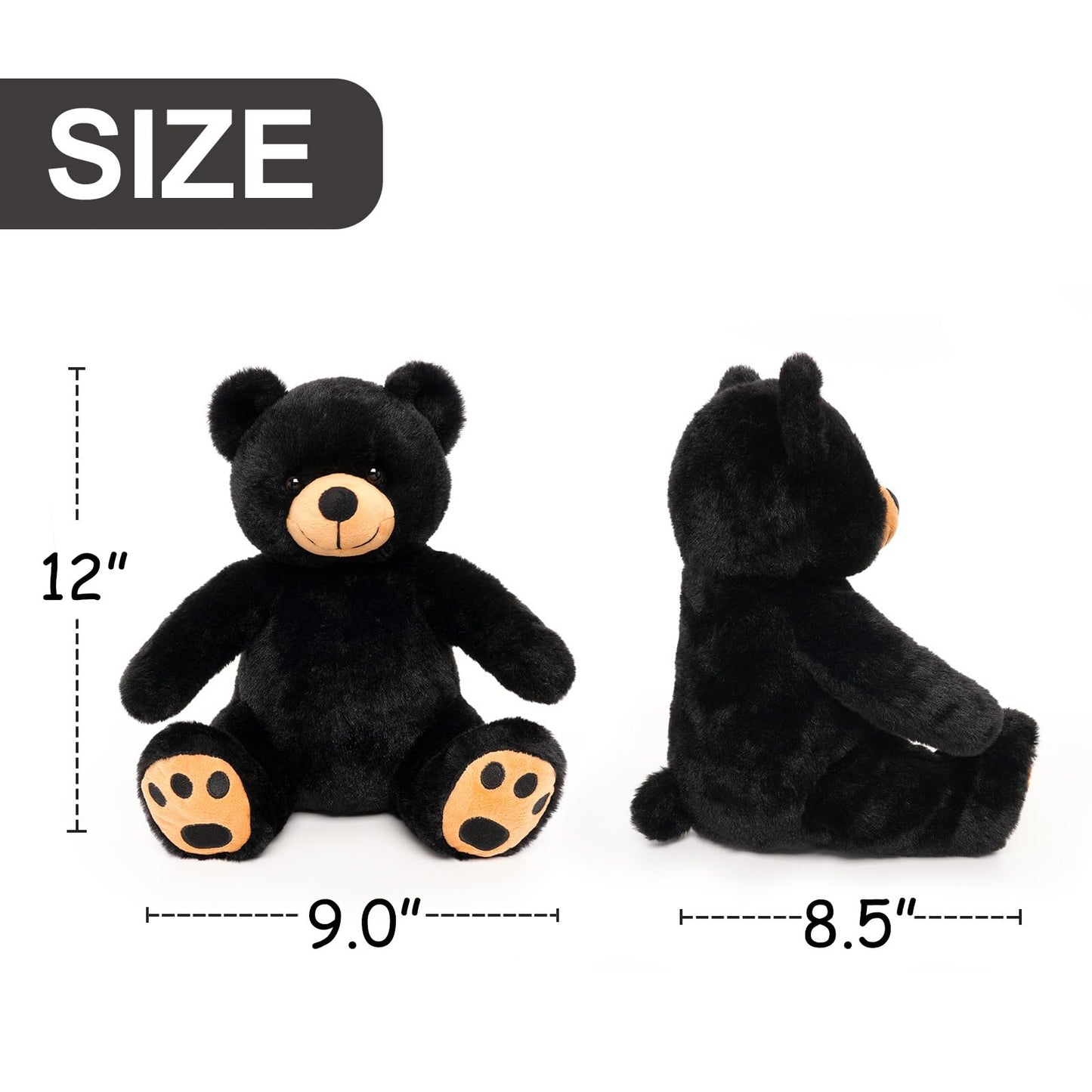 WEIGEDU Black Teddy Bear Stuffed Animals Plush Toys, Stuffed Black Bear, Teddy Bear Plush Toys for Boy Girl Kids Birthday