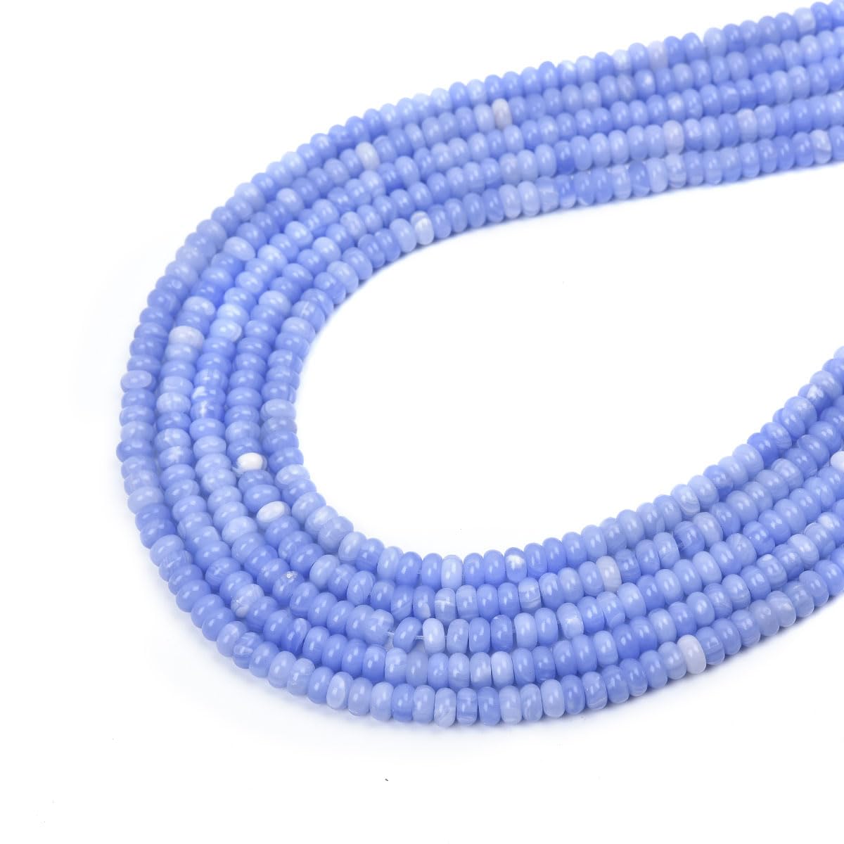160pcs 4x2mm Blue Lace Agate Disk Rondelle Spacer Stone Semi Precious Gemstone Loose Beads for Jewelry Making 15 Inch