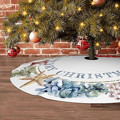 36" Christmas Tree Skirt, Tropical Coastal Beach Theme Xmas Tree Skirt for Christmas Decorations Skirt Xmas Holiday New Year Party Tree Mat Decor Indoor Outdoor