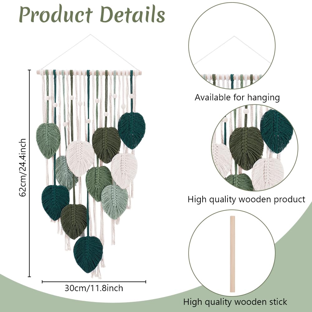 ACRNIGHEET Boho Macrame Leaf Kit for Adults Beginners Large DIY Macrame Kit Leaf Tassels Wall Hanging Elegant Wall Decor Bohemian Macrame Projects Handmade Enthusiast Gift