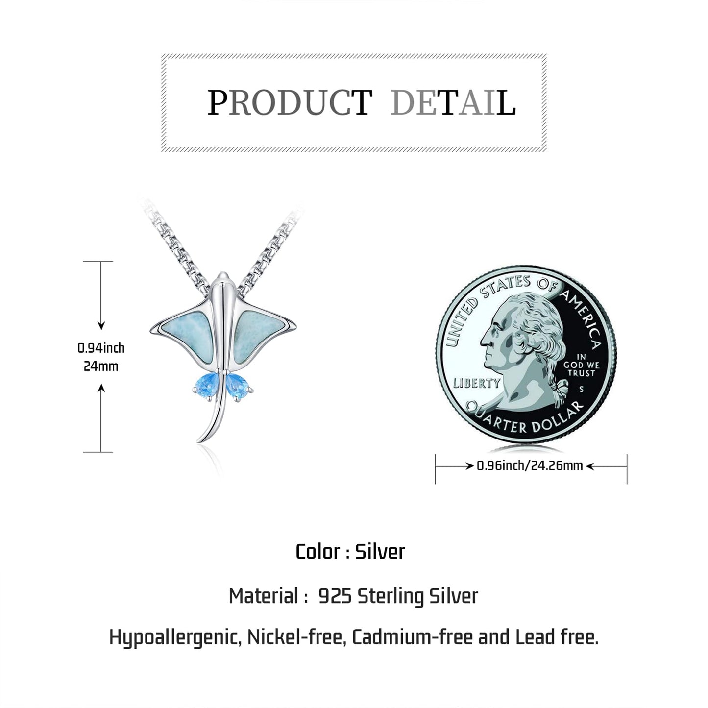 Midir&Etain Stingray Necklace 925 Sterling Silver Beach Ocean Pendant Manta Ray Beachy Necklace Stingray Jewelry Gift for Women Stingray Lovers