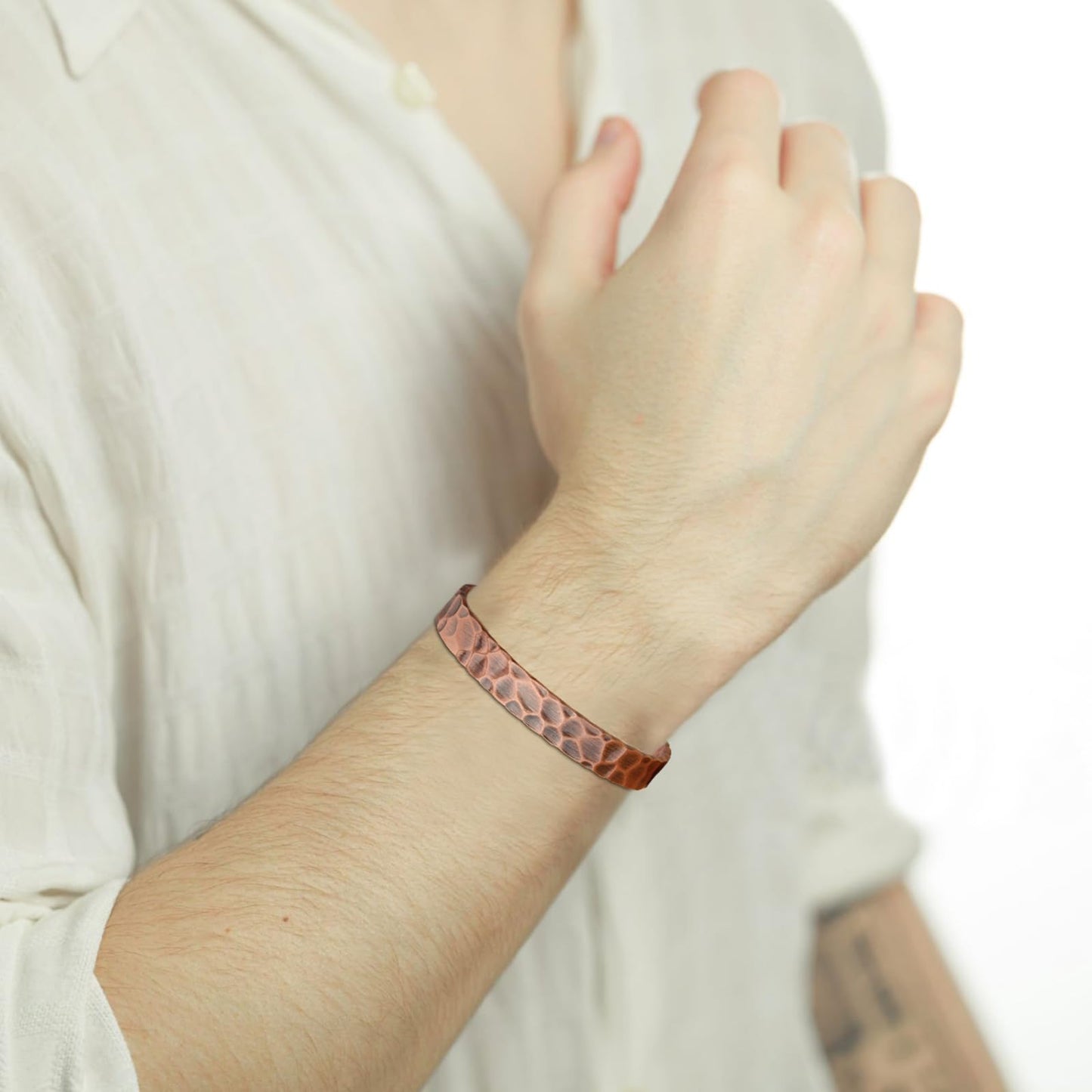 MagEnergy Copper Bracelet for Men and Women, Magnetic Hammered Pure Copper Bangle with 3500 Gauss Magnets,6.8" Adjustable Copper Cuff Jewelry Gift