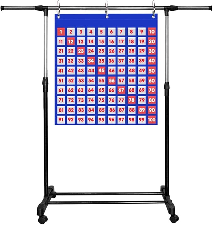 Hundred Pocket Chart Kids Counting Number Learning Tool for Classroom or Home,0-100 Number Cards & 9 Symbol Cards Included(100 Pockets)