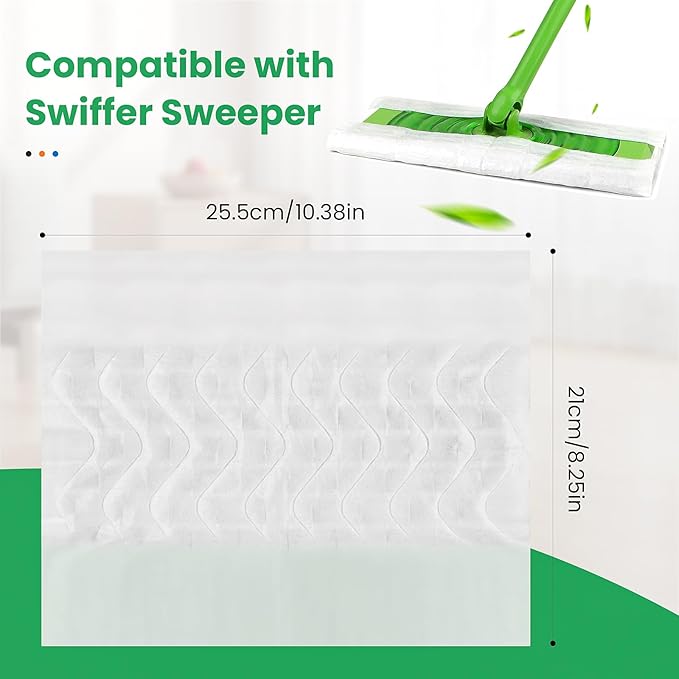 60 Count Dry Sweeping Cloths Compatible with Swiffer Sweeper Heavy Duty Pet Pads Refills Cleaning Dust and Hair,Disposable Mop Pads Refills