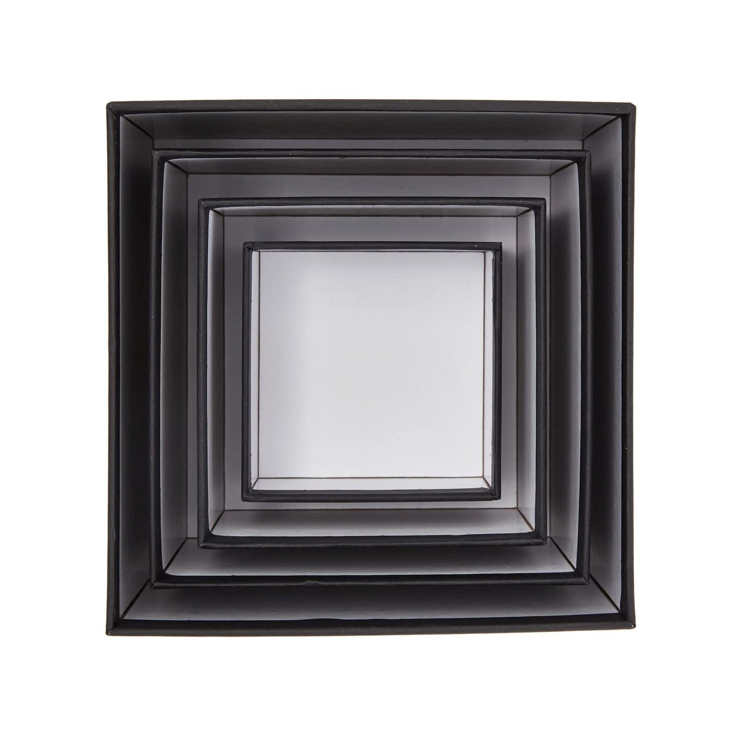 Stockroom Plus 4-Pack Square Nesting Boxes with Lids - Assorted Sizes, 6.5 to 3.5 in - Black - Space-Saving Stacking & Nesting Gift Box Set
