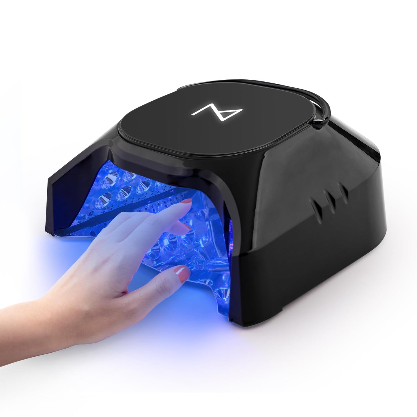 M - GlowPro Professional Hybrid 86W Wireless Rechargeable UV LED Nail Curing Lamp Cordless Nail Dryer for Gel Nails, Manicure, Pedicure (Black)