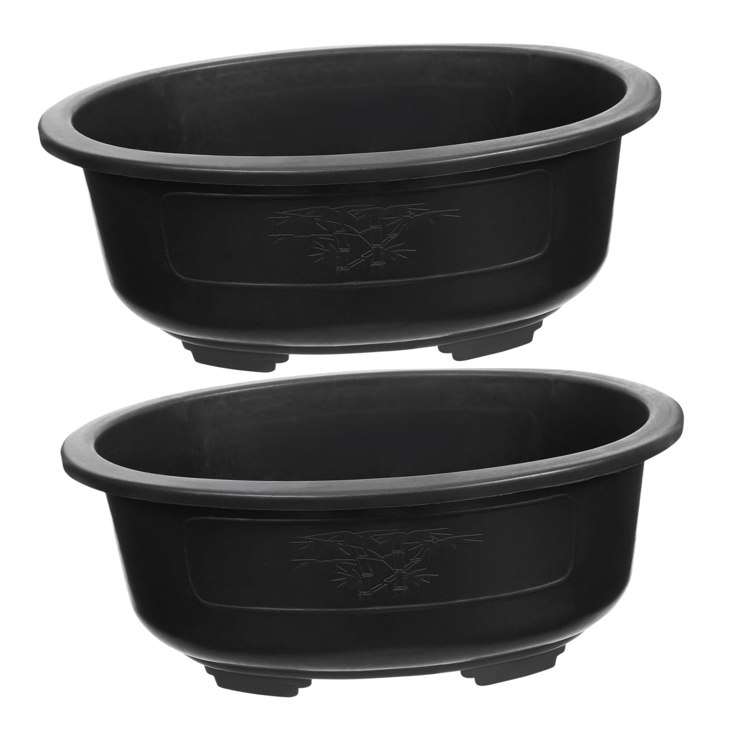 DOITOOL 2Pcs Bonsai Training Pot 15 inch Plastic Flower Pot Bonsai Pot with Drainage Hole, Oval Bonsai Planter Pot Plants Growing Pots for Nursery, Garden, Balcony, Black