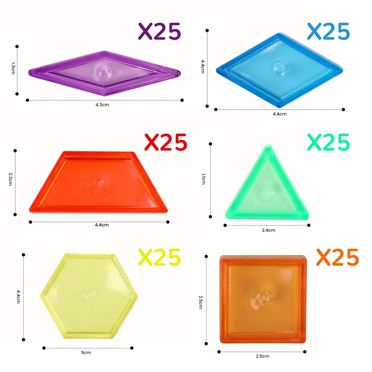 Vatrepeo 140 Pcs Translucent Pattern Blocks for Light Table, 6 Colors & Shapes Educational Light Table Manipulatives and Accessories