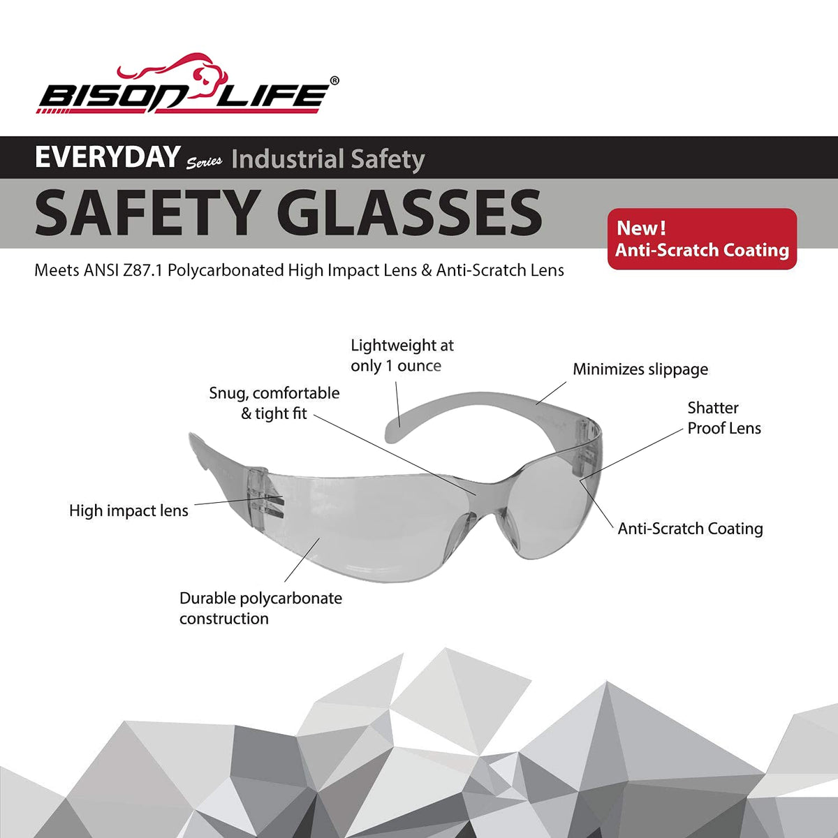 Gray Safety Glasses Bulk 6 Pack (6 Count)