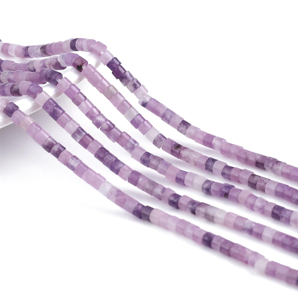 BEADIA Natural Light Amethyst Spacer Beads Caps Flat Round Loose Beads for Beading Jewelry Making 3mmx2mm 38cm