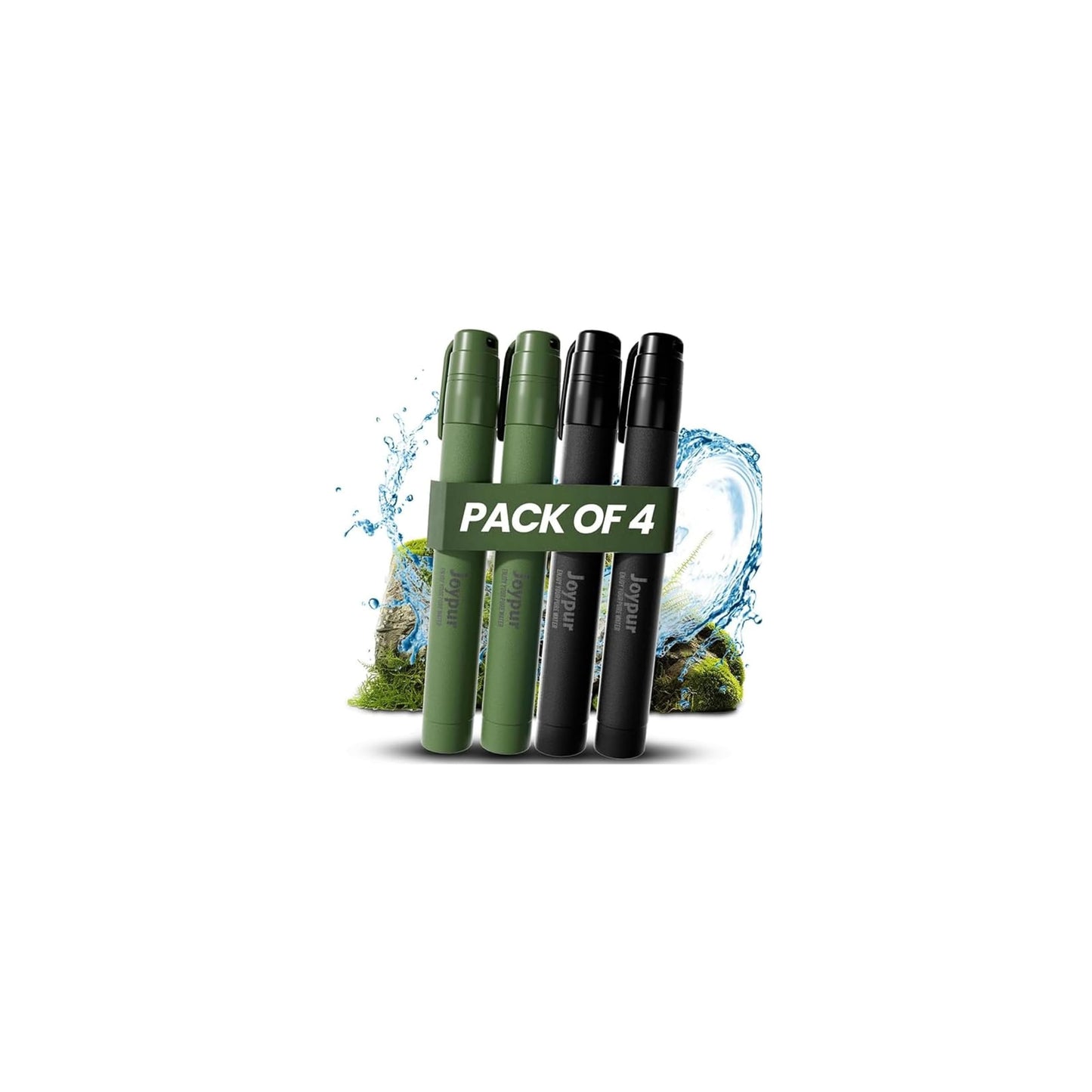 Portable Water Filter Straw Survival, Essential Camping & Hiking Gear, Water Purification Straw for Travel, Biking and Emergency Preparedness (2Black+2Green)