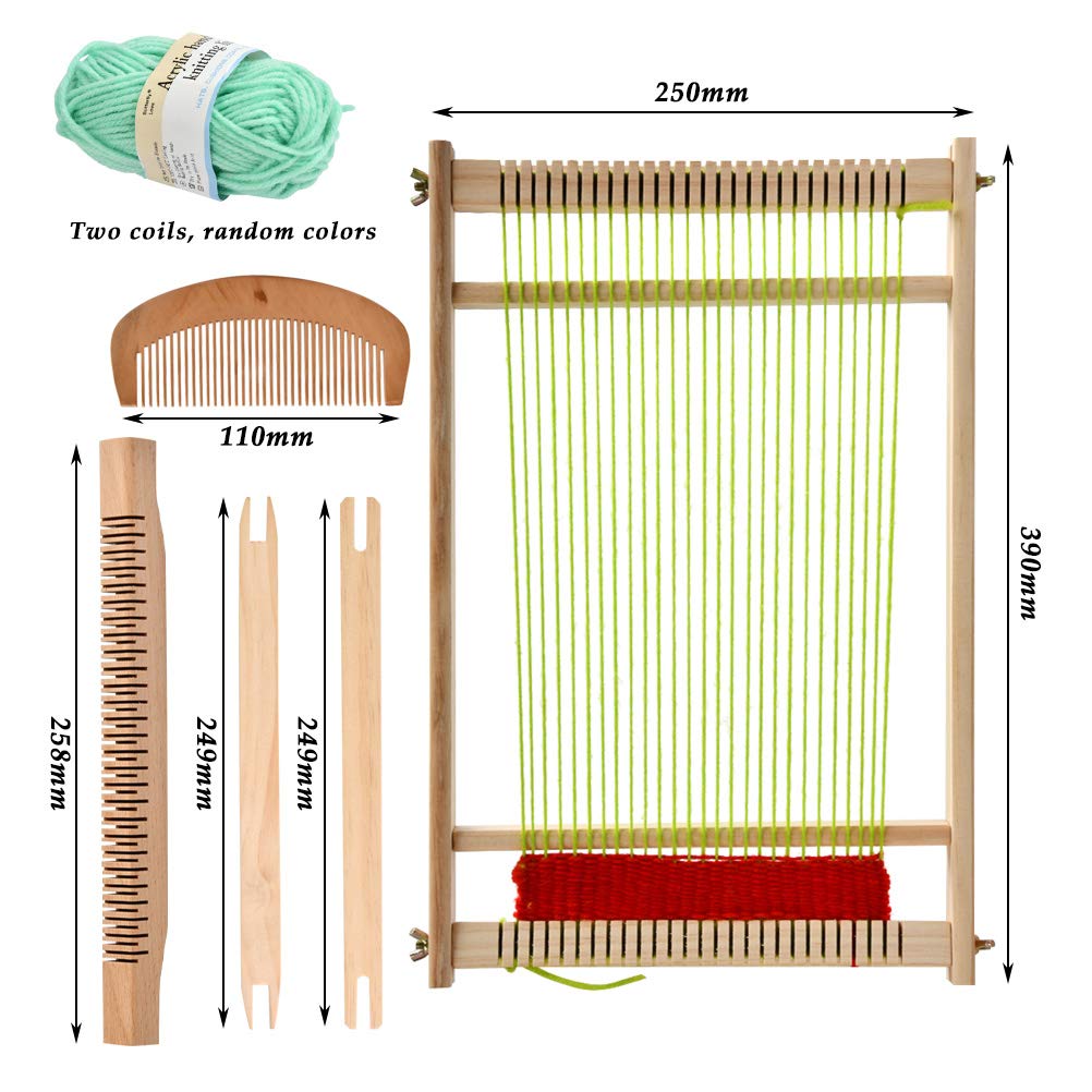 FOCCTS Wooden Multi-Craft Weaving Loom Large Frame 9.84 x 15.35 x 1.3inch, Tapestry Loom Wooden Weaving Loom Creative DIY Weaving Art for Kids, Beginners and Expertsrt