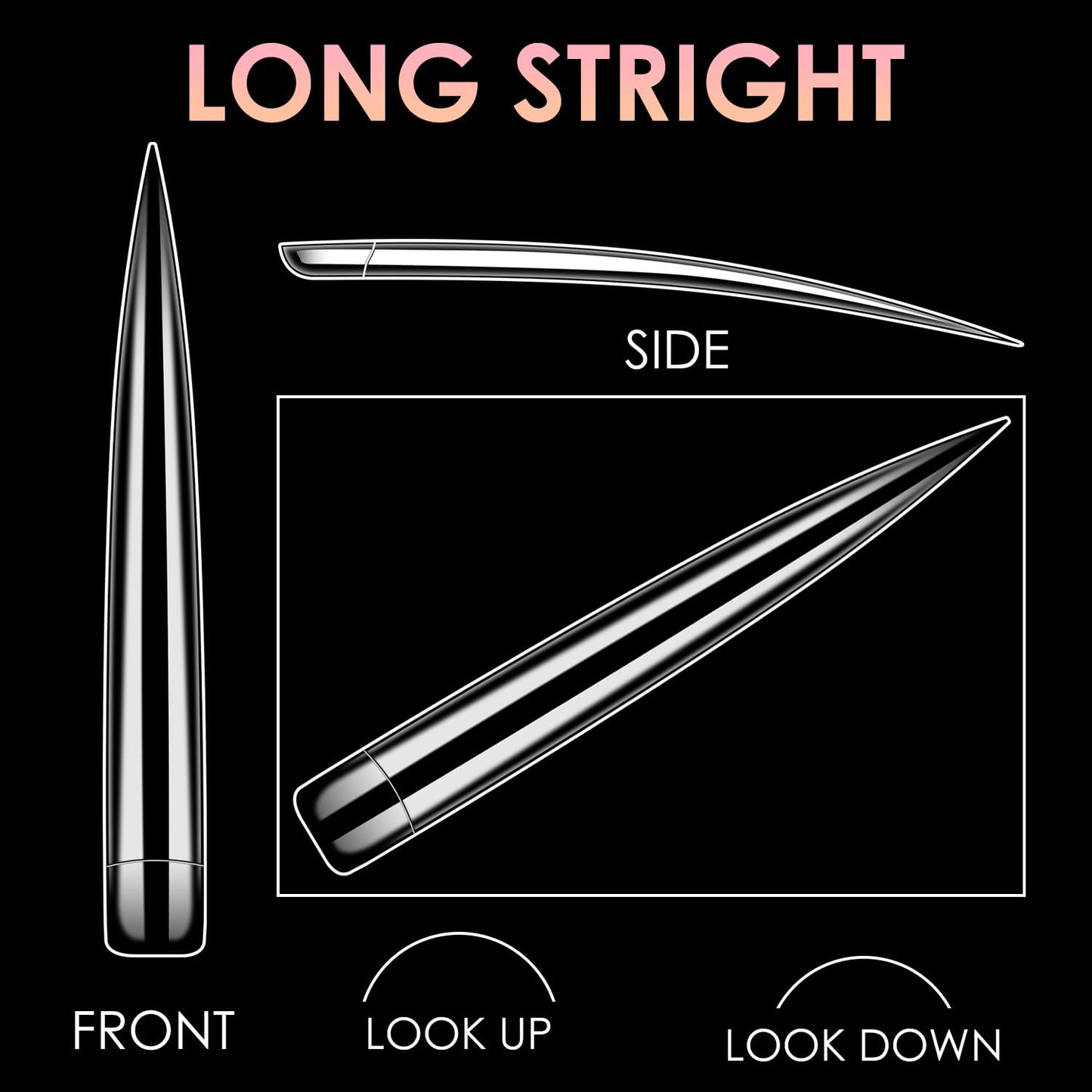XXXXL Extra Long Nail Tips, BORNBYME Clear Stright Stiletto Nail Tips Acrylic Full Nail Tips 120 PCS