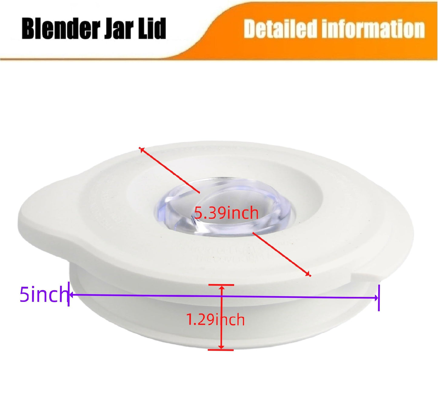 124462-000-805 Glass Blender Jar Lid Replacement 110404-000-805 Fits for Oster Blender Jars that Measure 5 1/2" at the Top -White