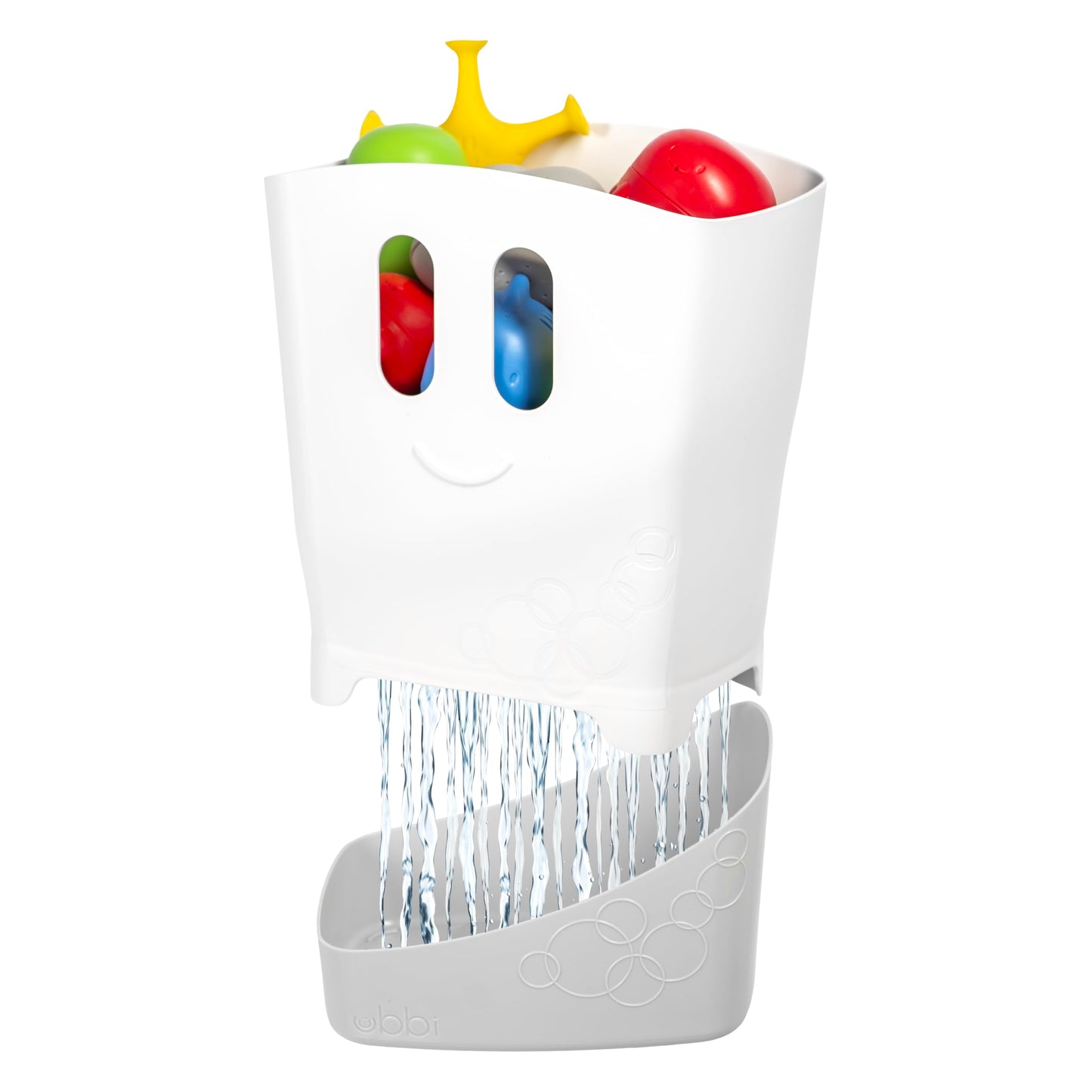 Ubbi Stand Up Bath Toy Storage Organizer with Removable Drying Bin – Freestanding Bath Toy Caddy & Scoop for Toddlers and Baby, Quick Dry Draining Design, Gray