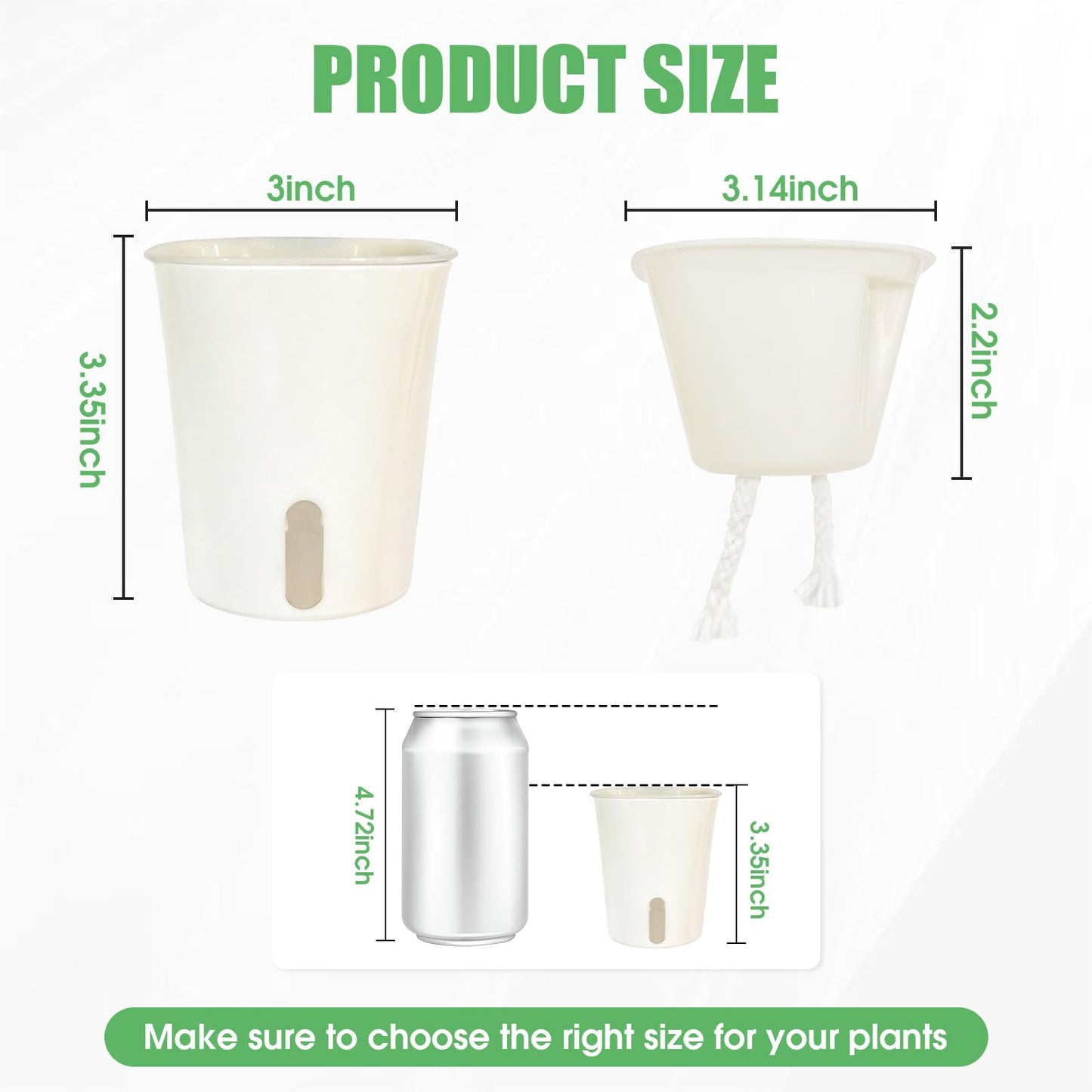 Canumer 35 Pcs 3-Inch Self Watering Pots for Indoor Plants, Plastic Planters with Water Level Indicator & Vent Holes, Ideal for Succulents, Herbs, and Flowers