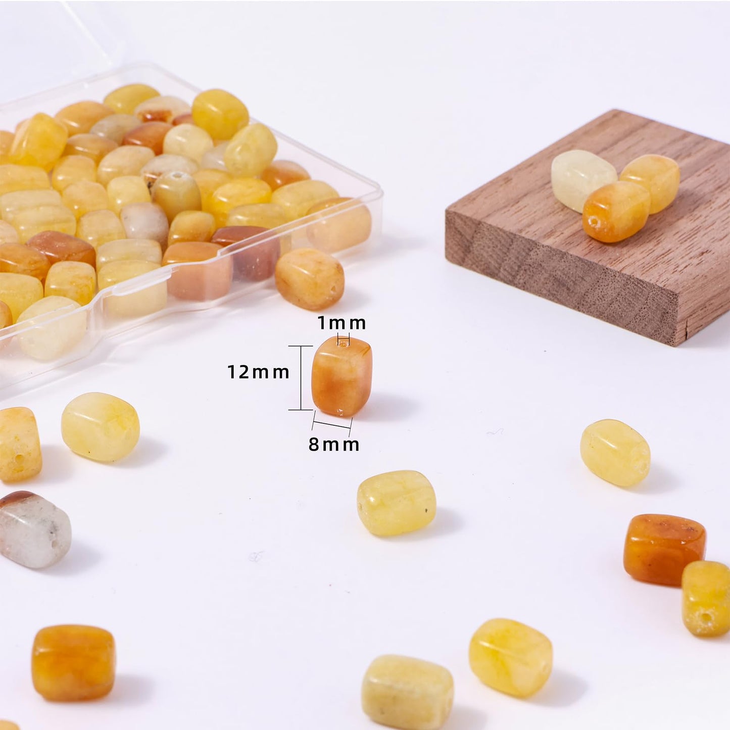 Natural Large Yellow Jade Cube Stone Beads 8x11mm 38cm/str Loose Semi Gemstone Stone Square Beads for Making Bracelets Necklace
