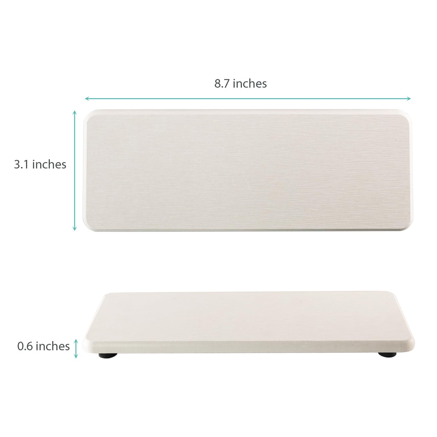 NiuYichee 2 Pcs Water Absorbing Stone Trays, Kitchen/Bathroom Sink Soap Dish, Diatomite Tray Used for Hand Soap & Cosmetic Bottles in The Modern Home, 3.15" W x 8.7" L, White