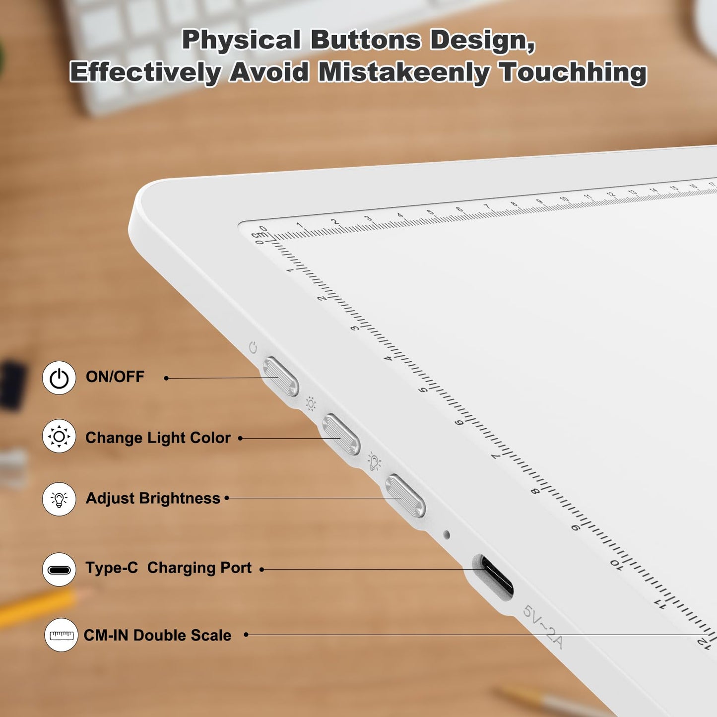 Elice Rechargeable A4 Light Pad with Carry Bag, Magnetic LED Light Board with Physical Button, Super Bright Diamond Art Light Pad, Ultra-Thin Light Box for Tracing, Weeding, Diamond Painting -White