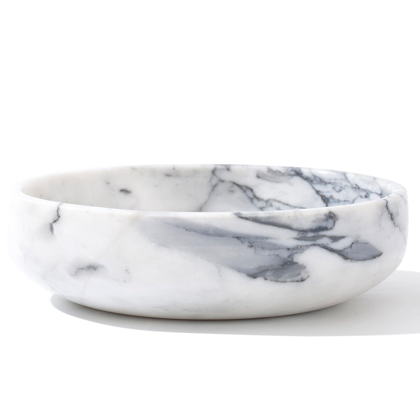 CM CHIC MONDAY 6.7" Decorative Bowl - Natural Marble Key Bowl & Centerpiece (White & Grey)