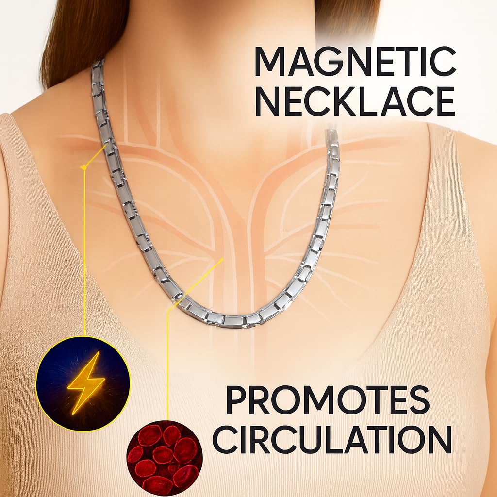 38® Titanium Magnetic Field for Pain Cross Necklace for Men Large Width Germanium Field Therapy (20(in), Silver)