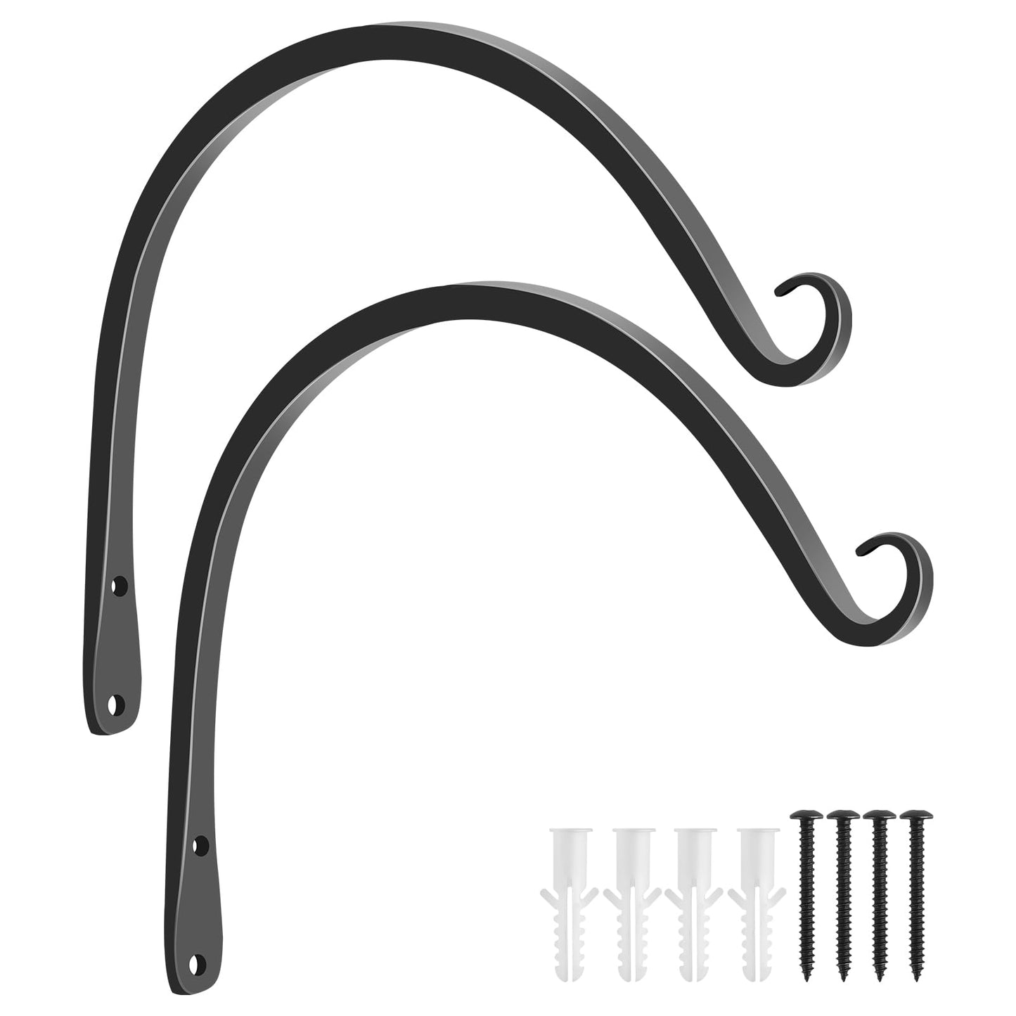 FEED GARDEN 2 Pack 10 Inch Hanging Plant Bracket Wall Hooks Decorative Plant Hangers for Outdoor Hanging Bird Feeders, Wind Chimes, Plant Baskets, Black