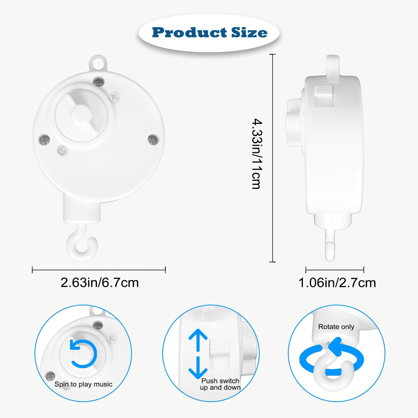 SAGOOITS 24 inch Baby Crib Mobile Bed Bell Holder Arm Bracket, with Music Box, The Foundation can be Adjusted Width-DIY Toy Decoration