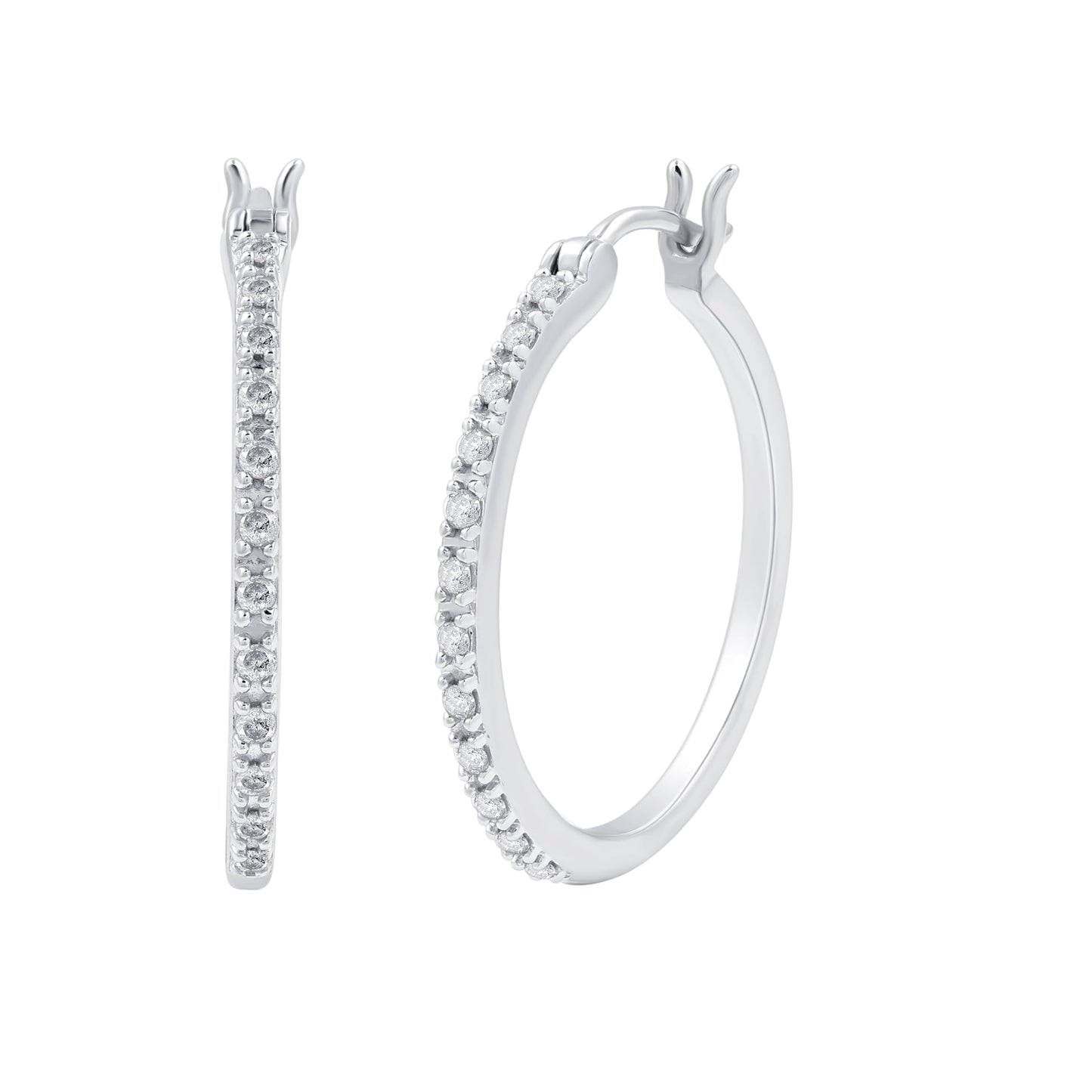 Gilded Sterling Silver .25 cttw Diamond Click Top Hoop Earrings