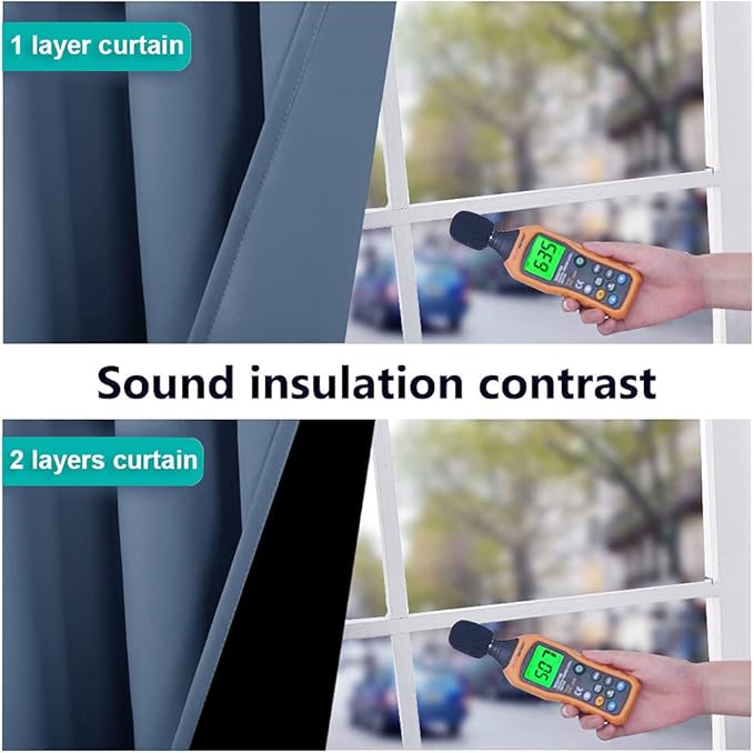 NICETOWN 100% Blackout Curtains 63 inches Long, Pair of Energy Smart & Noise Blocking Out Drapes for Baby Room Window, Thermal Insulated Guest Room Lined Window Dressing (Stone Blue, 62 inches Wide)