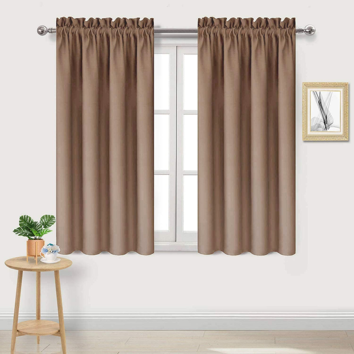 Blackout Curtains for Bedroom Living Room 42 x 54 Inch Long Khaki (2 Count)